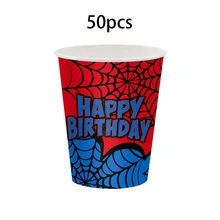 10pcs/20pcs/50pcs Halloween Spider Birthday Party Paper Cups, 9 Oz Disposable Cups Featuring A Red And Blue Spiderweb Pattern; Suitable For Halloween, Birthday Parties, And Day Of The Dead Celebrations. - Multicolor - View 7