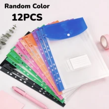 12pcs A4 Large Capacity Loose-Leaf Folders, With 11-Hole Loose-Leaf Rings, Modern PP Material, Expandable Button And Label Pocket, Suitable For School, Home, Office, Attendance, Travel - Portable Design, Back To School, School Supplies - A - View 8