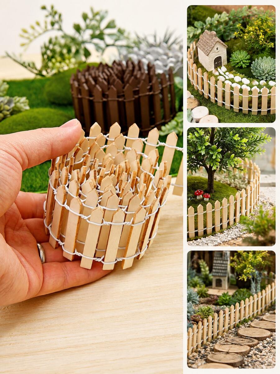 90cm Mini Wooden Fence, Suitable For Fairy Garden, Micro Landscape, Flower Pot, Small Landscape Fence Tool, Mini Garden Decoration, Ideal For Home Decor, Room Decor, Garden Decor, Perfect For Birthday And Graduation Gifts - Mini Wooden Fence - View 1