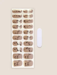 半固化凝膠美甲貼片 20片裝 長效沙龍級美甲貼紙 易貼易撕 UV燈使用 - 藕粉色 - 查看 3