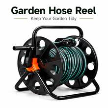 Heavy-Duty Garden Hose Reel With Foldable Handle , Featuring A Wrap-Around Design For Tool-Free, Effortless Storage. Ideal For Lawns, Garages, Car Washing, And Gardening Hose Organization ,Compact Storage Solution. - Black - View 7
