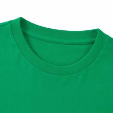Women's Green Cotton Short Sleeve T-Shirt With Round Neck, Casual Loose Fit Top Perfect For Summer Travel - 綠色 - 查看 2