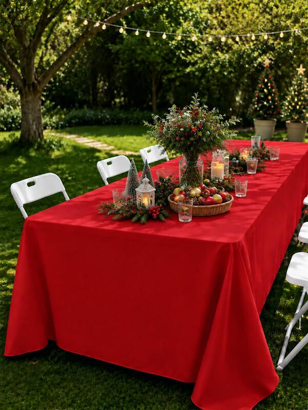 1/3/6/12pcs Red Solid Color Plastic Tablecloth - 54 Inches X 108 Inches - Disposable Tablecloth Suitable For Parties And Picnics, Suitable For Weddings, Christmas, Thanksgiving, Halloween