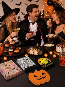 4 Styles Halloween Theme Paper Napkins 80pcs Total 20pcs/Style 6.5x6.5 Inch Scary Pumpkin Ghost Witch Print Dinner Napkins Halloween Party Table Decor - Halloween Multi-style Costume Set - View 1