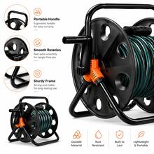 Heavy-Duty Garden Hose Reel With Foldable Handle , Featuring A Wrap-Around Design For Tool-Free, Effortless Storage. Ideal For Lawns, Garages, Car Washing, And Gardening Hose Organization ,Compact Storage Solution. - Black - View 5