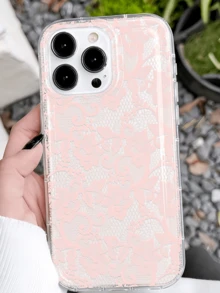 1件裝 氣墊花卉蕾絲極簡風個性化 TPU 防摔全包覆手機殼，適用 Apple 17 16 15 14 13 12 11 Pro Max 保護殼，兼容 系列 - 彩色 - 查看 3
