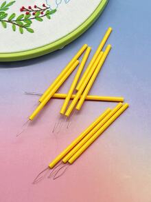 [10pcs/Pack]Extended Handle Yellow Threading Tool, Portable Sewing Accessory. Easy To Use Threading, Suitable For Cross Stitch, Embroidery, Knitting Enthusiasts, Convenient DIY Hand Sewing Needle Threading Tool - Long-handle Threader - View 3