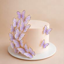 57pcs Purple Rhinestone Crown Cake Topper Set, Gold Butterfly Decor, Happy Birthday Acrylic Cake Topper, Princess Birthday Party Cake Decoration Supplies - Multicolor - View 4