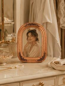 Antique Copper Photo Frame, Single Arched Picture Frame With Rose Floral Details And Distressed Metallic Finish, Decorative Tabletop Frame For Bedroom, Vanity, Living Room And Office - Multiple Styles - View 1