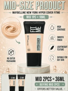 Maybelline 美寶琳客製化粉底液無瑕版 103 號，正裝 30ml、中容量 18ml、試用裝 5ml，輕盈貼膚質地，高遮瑕，持久妝效，粉白色 - 客製化粉底液無瑕版 103 - 查看 7