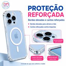 Capa Capinha Magnética Capinha Case Acrilico Transparente I-P-H-O-N-E 11 17 16 15 14 12 13 14 Plus 15 Pro Max Para Carregamento Sem Fio - Transparente - Visão 3
