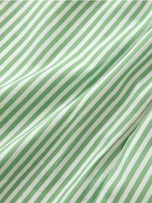 Voidago Setelan Pakaian Santai Kasual Pria Musim Panas: Atasan Leher Bulat dan Celana Pendek Bergaris dengan Tali Serut di Pinggang, Cocok untuk Sehari-hari - Mint Green - View 9