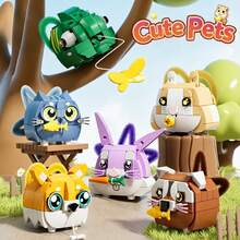 Cute Pet Themed Series Pull-Cord Building Blocks, Durable And High-Quality, Suitable For Sharing, Entertainment And Educational Games - Fun Assembly Building Blocks Toy, Vibrant Colors And Full Of Creativity. Various Cute Pet Building Blocks/Animal Models/Desktop Decorations/Pet Models, Perfect Christmas Gift/Birthday Gift/Classroom Reward For Youth. - Animal Building Blocks - View 3