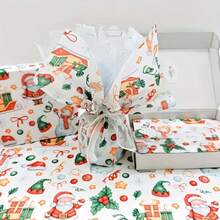 40/90/140pcs Christmas Tissue Paper Sheets, Festive Santa And Snowman Designs-Includes Christmas Stickers, Perfect For Gift Wrapping, Party Favors And Holiday Decorations, Christmas Paper, Packaging, Bouquets, Gift Wrapping Paper, Party Packs - Style E - View 4