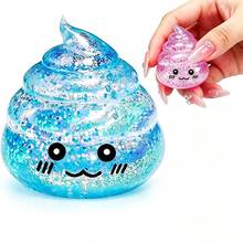 1pc Halloween Prank Texture Transparent Squeeze Toy TPR Poop Stretch Squishy Toy, Sweet Kawaii Style Silver Sequins Crystal Clear Poop Shape Hand Fidget Relax Toy, Halloween Costume Party Prank Prop, Random Style-Squishy Box Mystery - Multicolor - View 4