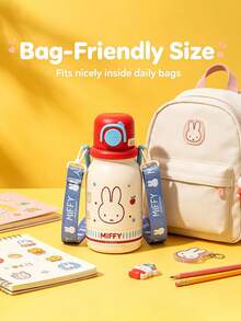 1pc 640ml Large Capacity Cross-Body Rope Officially Licensed Miffy Rabbit Water Cup, A Portable Leak-Proof Travel Cup, A Cute Cartoon Insulated Drinking Cup, Suitable For Students And Girls For Outdoor Daily Use - White - View 4