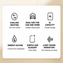 SOKANY 21024 Car Mini Fridge, Dual-Use For Car And Home, 4L Flexible Capacity, Cooling 5°C/Heating 50°C, One-Touch Cold/Hot Switch, Perfect For Road Trips/Office/Dorm Use - White - View 2