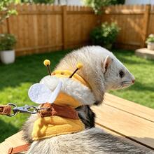 1pc Ferret Leash Caterpillar Design Cartoon Vest-Style Adjustable Outdoor Pet Walking Harness - Multicolor - View 1