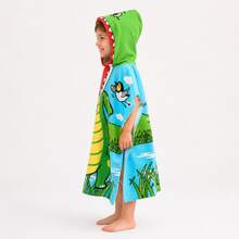 nerd hunters Kids Hooded Poncho Towel - Green Dinosaur - 綠色 - 查看 7