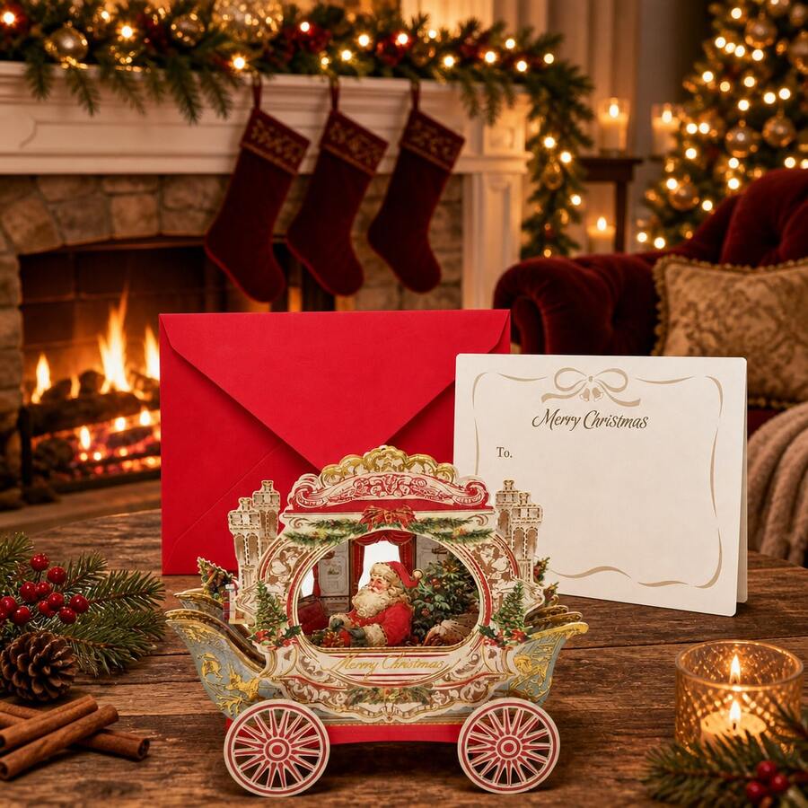 1pc Creative 3D Pop-Up Christmas Card, Beautiful Handmade Christmas Card, Suitable For Friends And Family, Luxury Holiday Party Gift And Secret Santa Gift 2026 - Multicolor - View 1