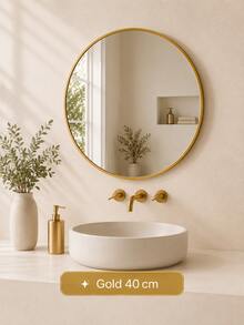 Matte Black/Gold Frame Round Mirror, Fashionable Circular Vanity Mirror, Suitable For Bathroom/Entryway/Bedroom/Living Room/Dressing Table, Pastoral Home Decor, Autumn Soft Furnishing, Makeup Storage, Bathroom Accessories, Back To School Essential - 30cm/11.81inch - View 11