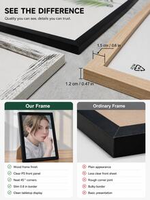 Wooden Photo Frame, Suitable For Photo Wall, Black Photo Frame Stand, Can Be Used For Photo Decoration, Commemorative Gift, Birthday Gift, Graduation Gift, Etc. - Black - View 5