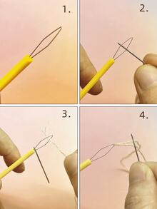 [10pcs/Pack]Extended Handle Yellow Threading Tool, Portable Sewing Accessory. Easy To Use Threading, Suitable For Cross Stitch, Embroidery, Knitting Enthusiasts, Convenient DIY Hand Sewing Needle Threading Tool - Long-handle Threader - View 8