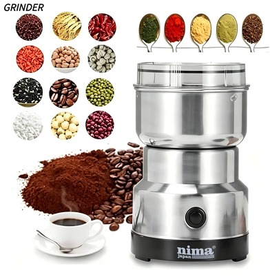 Penggiling Elektrik Mini 300ml Penggiling Makanan Ultra Halus Penggiling Kopi Penggiling Rempah Lada Penggiling Biji-bijian 4 Mata Pisau, Hanya Cocok Untuk Menggiling Bahan Kering dan Lunak. (Jangan Sampai Terkena Air.)
