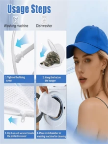 Washing Machine Hat Cleaning Cage, Hat Washer With Mesh Bag, Baseball Cap Cleaning Cover/Protective Cage, Suitable For Cleaning Various Hats - Multicolor - View 6