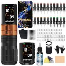 POSEIDON Tattoo Gun Kit 2pcs 2300mAh Battery Wireless Tattoo Machine Set 7-Speed Adjustable Stroke Large Color Display Screen Tattoo Pen Kit Includes 20 Cartridge Needles And More Accessories Suitable For Beginners And Tattoo Artists - Black - View 8