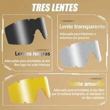 Goggles Tacticos/moto 3 Cambios De Mica + Funda, Ajustables - Caqui - Ver 3