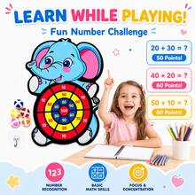 New Large Cartoon Animal Unicorn Sticky Ball Dart Board Toy, Suitable For Children's Puzzle Solving, An Excellent Choice For Parents And Kids To Engage In Indoor And Outdoor Interactive Games, And A Popular Party Game Loved By Children - Elephant [Blue] - View 3