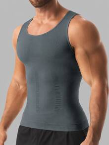 Men's Compression Vest, Chest Binder, Tummy Control, Sleeveless, Breathable, Fitness Sports - Grey - View 4