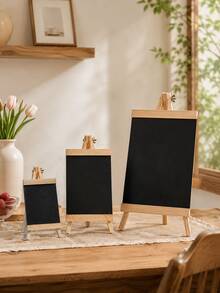1pc Tabletop Mini Chalkboard With Wooden Easel Stand, Reusable Wipeable Blackboard Sign For Shop, Wedding & Party Decor - Multiple Styles - View 2