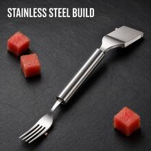 Stainless Steel Dual-Head Melon Slicer, Cube Cutting With Fruit Fork, Universal For Melon And Fruit, No Cutting Board Needed, Portable And Easy To Clean - Multicolor - View 4
