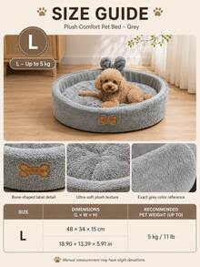 1pc Grey Floral Oval Pet Bed, Soft Thickened Washable Cushion With High Edges And Non-Slip Base, Indoor Sleeping Nest For Dogs, Cats, Puppies, Kittens And Small To Medium Pets, Comfortable Home Bedding, Suitable For Daily Rest, Christmas Gift For Pet Owners - Grey - View 11