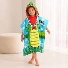 nerd hunters Kids Hooded Poncho Towel - Green Dinosaur - 綠色 - 查看 4