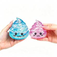 1pc Halloween Prank Texture Transparent Squeeze Toy TPR Poop Stretch Squishy Toy, Sweet Kawaii Style Silver Sequins Crystal Clear Poop Shape Hand Fidget Relax Toy, Halloween Costume Party Prank Prop, Random Style-Squishy Box Mystery - Multicolor - View 1