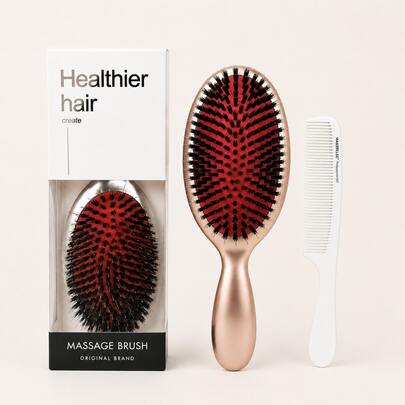 MASTERLEE 2pcs, Electroplated Matte Texture Air Cushion Massage Comb And Hair Cutting Comb 2-Piece Set, Anti-Tangle Detangling Brush, Scalp Massage Air Cushion Comb, Soft Bristle Hair Care Styling Tool Set, Suitable For All Hair Types, Short And Long Hair, Hair Styling Comb Tool