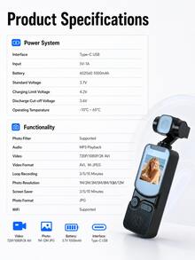 Kamera Aksi 2K Ultra HD dengan Klip Belakang Inovatif & Dudukan Sekrup 1/4" untuk Perekaman Olahraga Luar Ruangan - View 10