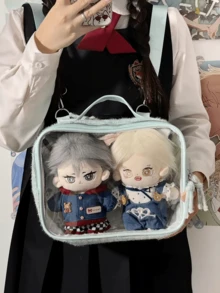 1pc Versatile 3-Way Japanese Style Fashion Backpack, Can Display 20cm Figurine, Embroidered Patterns On Both Sides, Practical JK Style Casual Large Capacity Shoulder Bag, Cute Anime-Inspired Crossbody Bag, Suitable For Daily Commute, Shopping, Displaying Figures, Student, Party, Travel, Gift - Multicolor - View 9