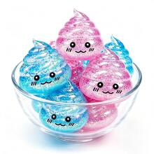 1pc Halloween Prank Texture Transparent Squeeze Toy TPR Poop Stretch Squishy Toy, Sweet Kawaii Style Silver Sequins Crystal Clear Poop Shape Hand Fidget Relax Toy, Halloween Costume Party Prank Prop, Random Style-Squishy Box Mystery - Multicolor - View 5