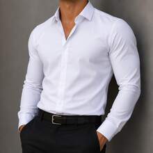 Rand paul Men's Microfiber Cotton Shirt Slim Fit Comfort Style - 白黑色 - 查看 1