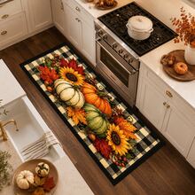 Autumn Pumpkin Pattern Printed Long Runner Rug, Home Indoor Decor, Kitchen Long Runner, Entryway Doormat, Hallway Entrance Decor, Bedroom Bedside Rug, Living Room Rug, Laundry Room Rug, Bathroom Mat, Suitable For Apartment, Dorm And Home Daily Decor - Multicolor - View 1