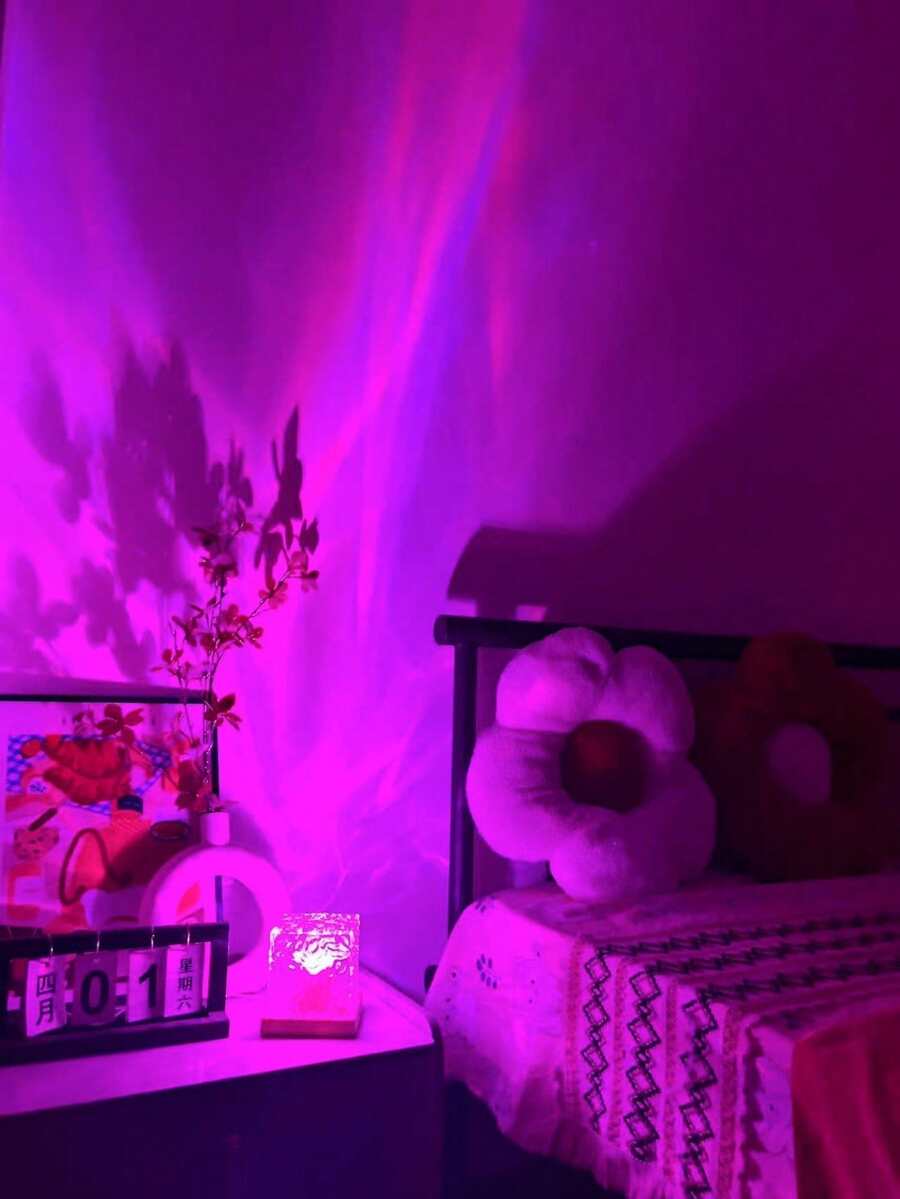 1pc 16-Color Water Ripple Aurora Night Light, Square Projection Lamp With Touch/Remote Control, USB Powered, Suitable For Bedroom And Outdoor, Decorative Projection Light, Party Lighting, Vibrant Colors, Compact Design, Party Planner - Multicolor - View 1
