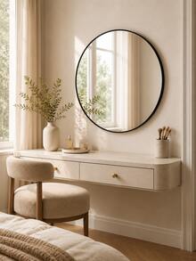 Matte Black/Gold Frame Round Mirror, Fashion Round Vanity Mirror, Suitable For Bathroom/Entryway/Bedroom/Living Room/Vanity, Rustic Home Decor, Autumn Soft Furnishing, Makeup Storage, Bathroom Accessories, Back To School Essentials - 40cm/15.75inch - View 8