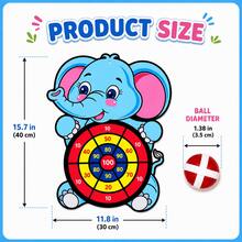 New Large Cartoon Animal Unicorn Sticky Ball Dart Board Toy, Suitable For Children's Puzzle Solving, An Excellent Choice For Parents And Kids To Engage In Indoor And Outdoor Interactive Games, And A Popular Party Game Loved By Children - Elephant [Blue] - View 5