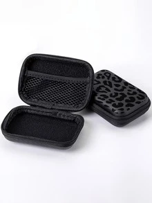 Kotak Penyimpanan Kompak 4,3 Inci dengan Cangkang Keras EVA Motif Leopard Hitam - Tas Penyimpanan Pelindung untuk Perjalanan, Cocok untuk Aksesori Elektronik, Earphone, Hard Drive, dan Kabel Data; Kantong Resleting Anti Jatuh, Hadiah untuk Guru, Musim Kembali ke Sekolah. (Hanya Kotak Penyimpanan) - Beraneka warna - View 4