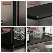 1pc Black Double-Layer Desktop Storage Rack, Vintage Wooden Organizer, Multi-Functional Countertop Organizer, Minimalist Storage Shelf, Water Cup Coffee Cup Holder, Spice Rack, Suitable For Kitchen Countertop, Side Cabinet, Bedroom Vanity And Living Room Tea Set Organization And Storage - View 8