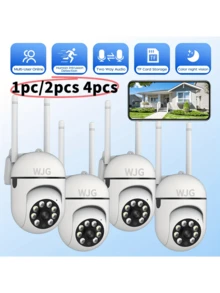 WJG 1or2/4cs 1296P WiFi Surveillance Camera, Intelligent FHD Monitoring, Camera With 360 °/90 ° Pan/Tilt, One Click Voice Call, Two-Way Voice - White - View 1